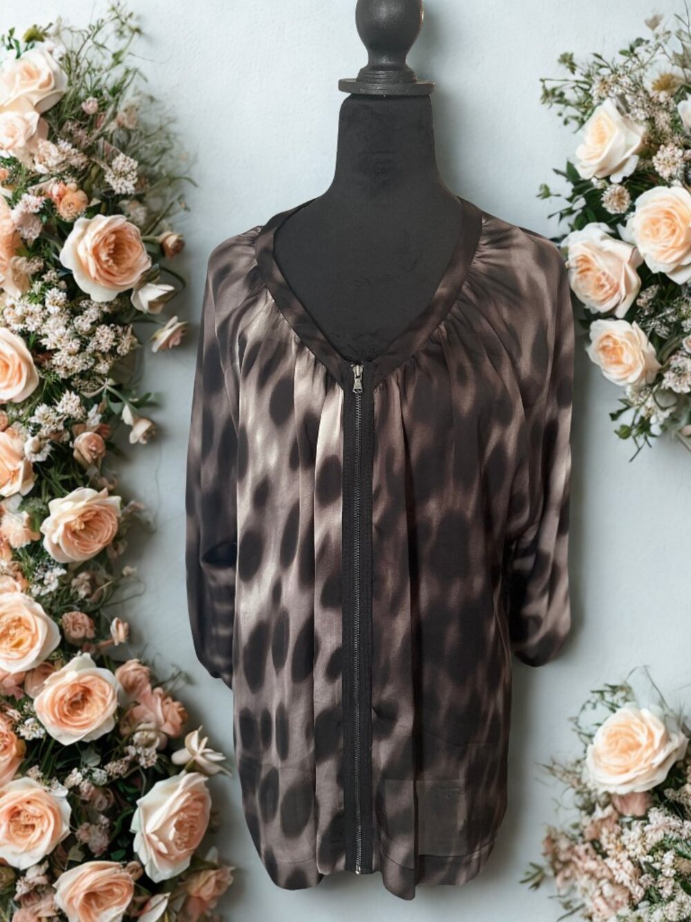 Kenneth Cole Black and Gray Blouse